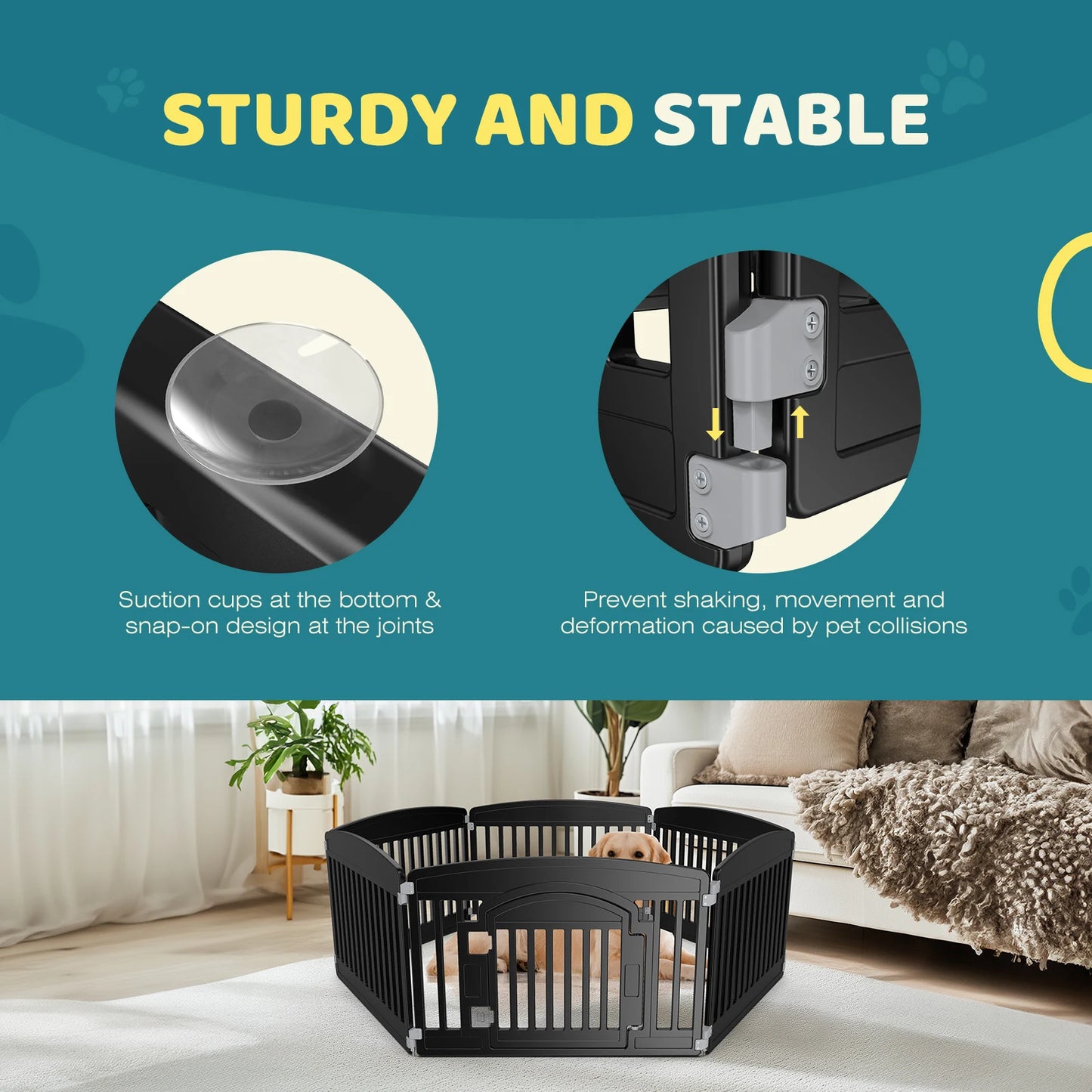 JHK Plastic Dog Playpen Expandable 6 Panel Portable Indoor Outdoor Fence