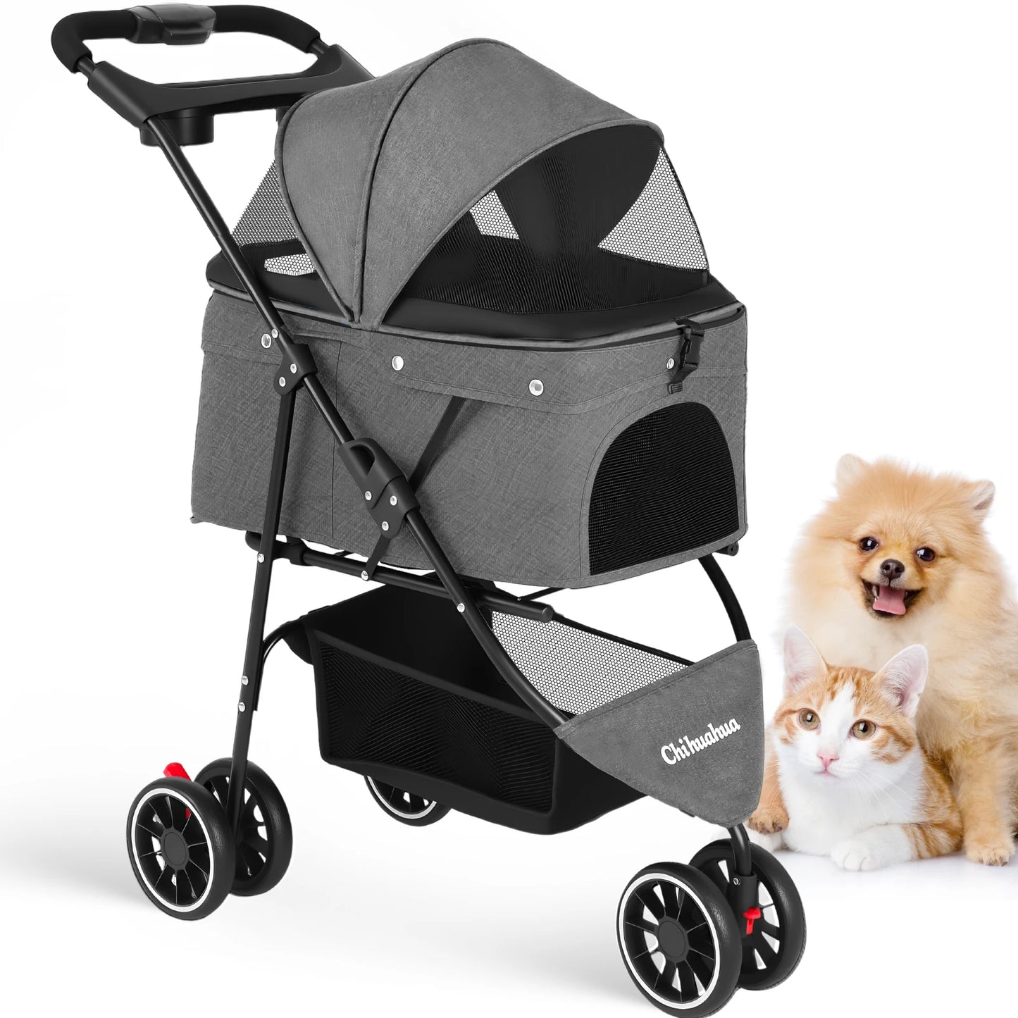 Chihuahua Pet Stroller Foldable for Small Medium Cats and Dogs