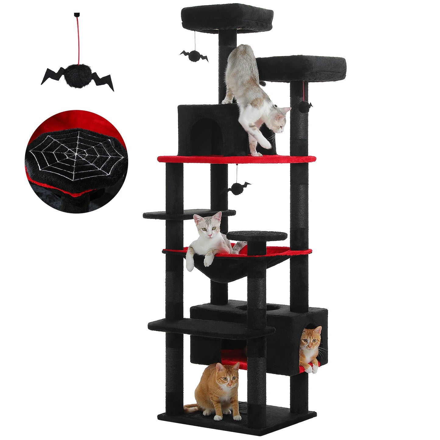 PEQULTI CN Multi Level Cat Tree Tower With Scratching Posts Cat Condo And Hammock
