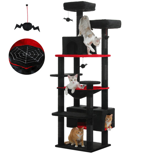 PEQULTI CN Multi Level Cat Tree Tower With Scratching Posts Cat Condo And Hammock