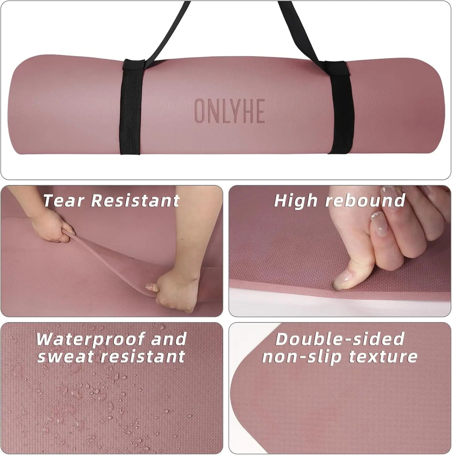 Extra Thick Yoga Mat TPE Anti Slip Lightweight For Fitness