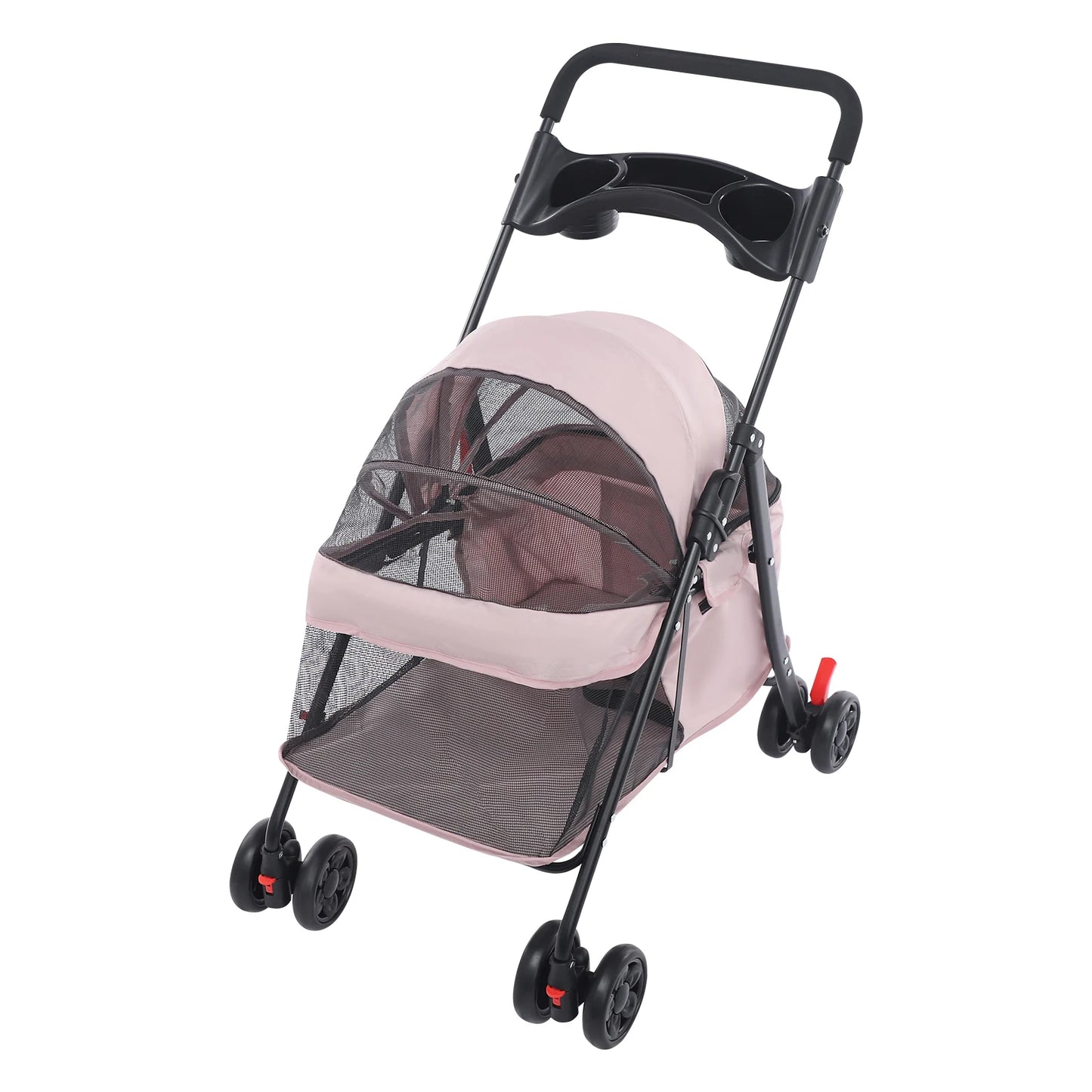 Foldable Pet Cart With 360 Degree Front Wheels and Brakes