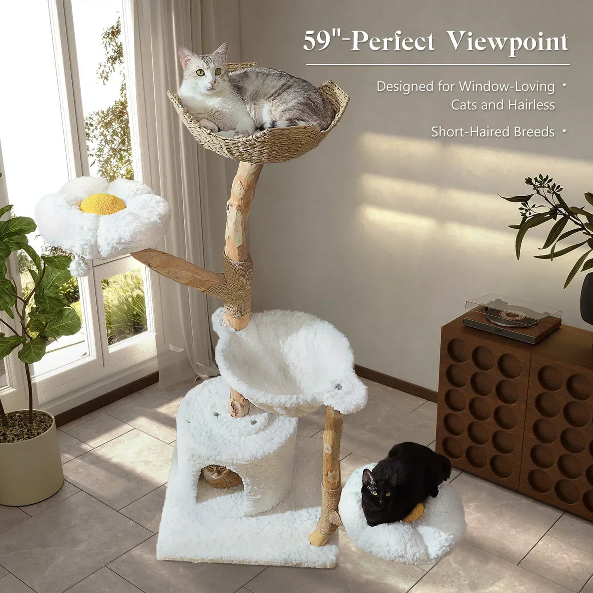 Multi-Level Cat Tree With Sisal Scratching Post And Basket Bed