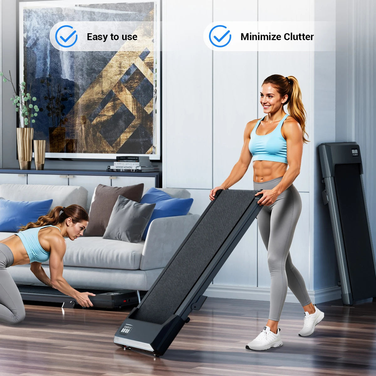 Superun Foldable Under Desk Walking Pad 2.5 HP Quiet Treadmill