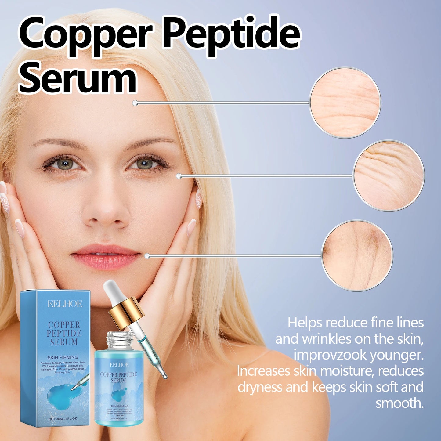Eelhoe Copper Peptide Facial Serum Moisturizing Firming Skin