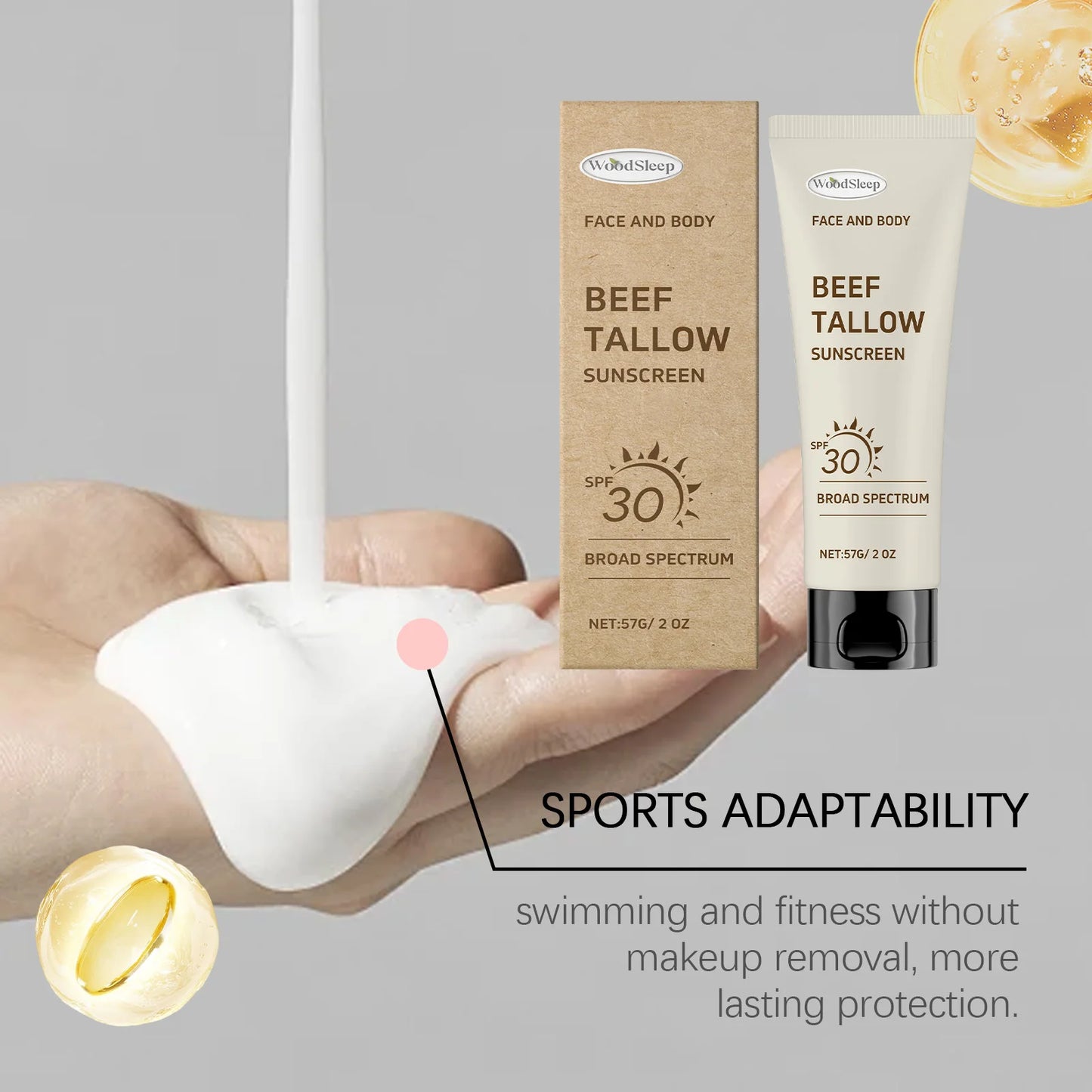 WOODSLEEP SPF30 Sunscreen Broad Spectrum UV Protection For Outdoor Activities