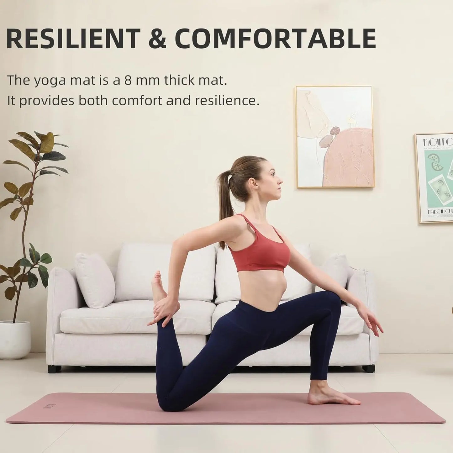 Extra Thick Yoga Mat TPE Anti Slip Lightweight For Fitness