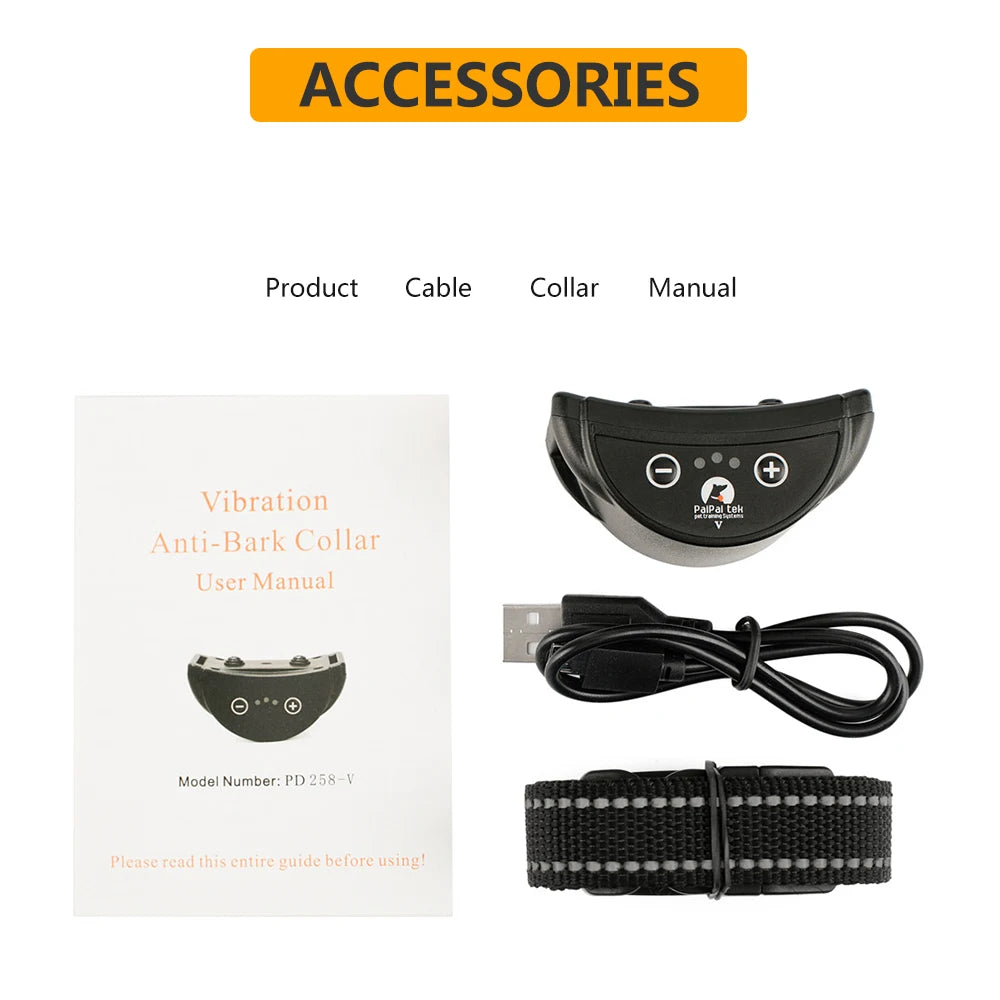 Anti Bark Dog Training Collar With Vibration Rechargeable No Shock
