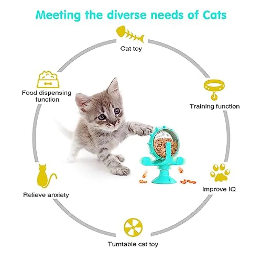 Interactive Cat And Dog Treat Dispenser Toy With Rotating Feeder