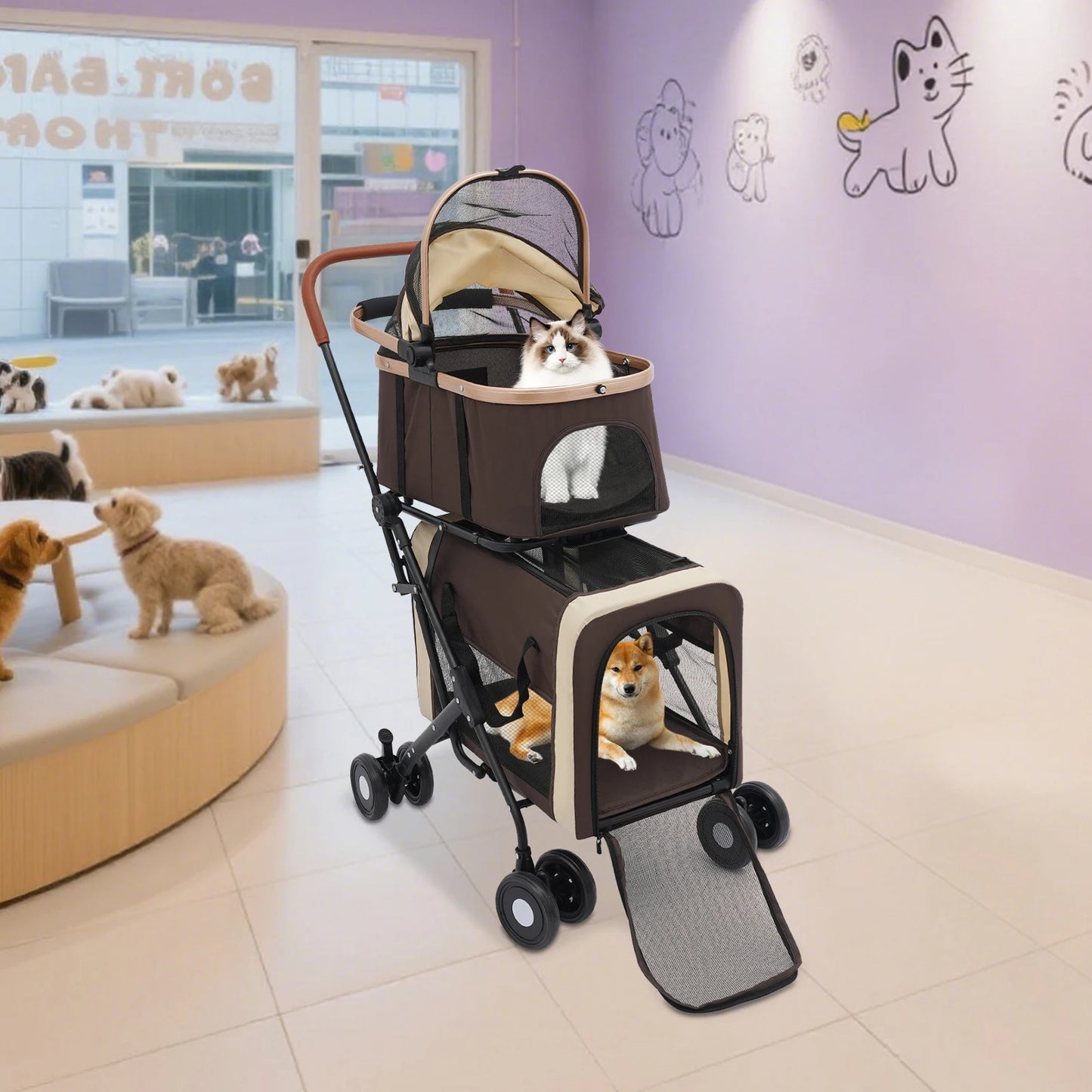 Bymaocar Foldable Pet Stroller for Small and Medium Dogs