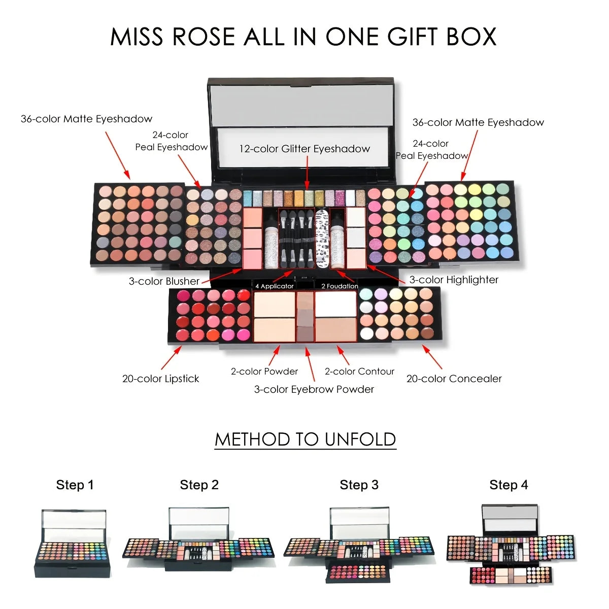 All-round Complete Cosmetic Gift Box Contains Lipstick and Eyeshadow Palette, Long-lasting Smudge-resistant Makeup Formula, Exquisite Packaging, Ideal Present for Christmas and All Festive Occasions