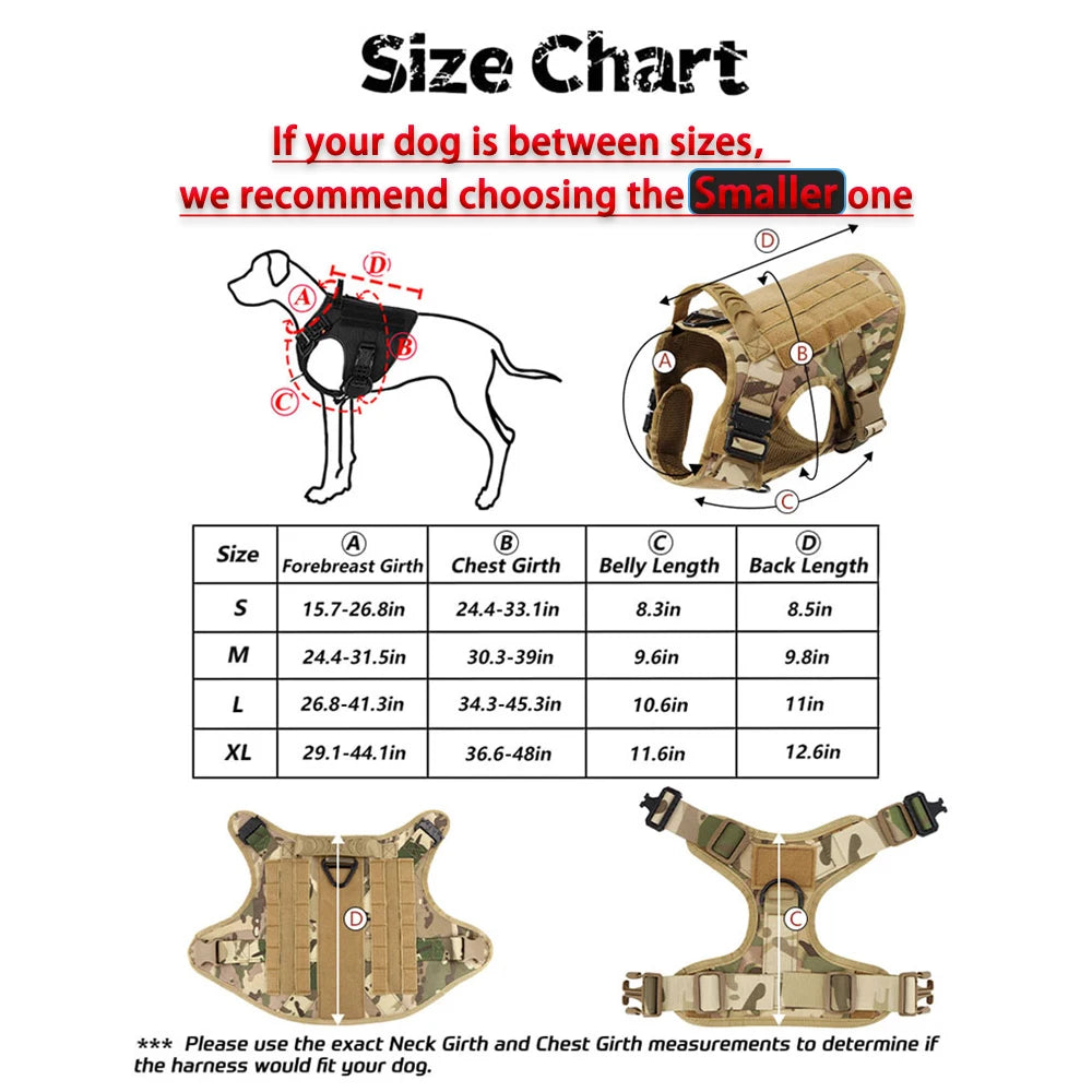 Tactical Dog Harness And Leash Set For Large Outdoor Dogs