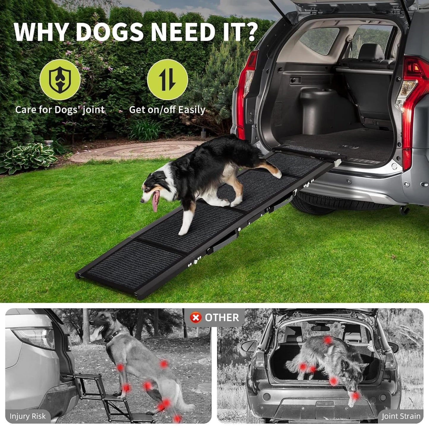 HiMISS Upgraded Dog Ramp For Cars Folding Non Slip Surface