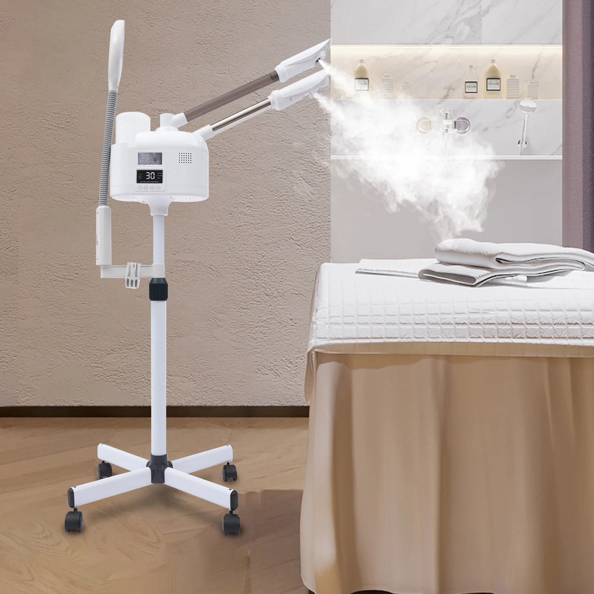 Bymaocar Facial Steamer With Hot Cold Nozzle And LED Lamp