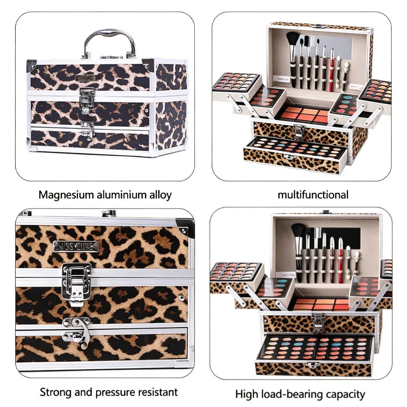 Pro All-In-One Eyeshadow Set, Full Makeup Kit, Professional All-In-One Makeup Kit for Women And Beginners, with Mirror, Eyeshadow, Blusher, Eyebrow Powder, Eyeliner, Cosplay Daily Makeup, for Natural And Glam Looks, Ideal Chr