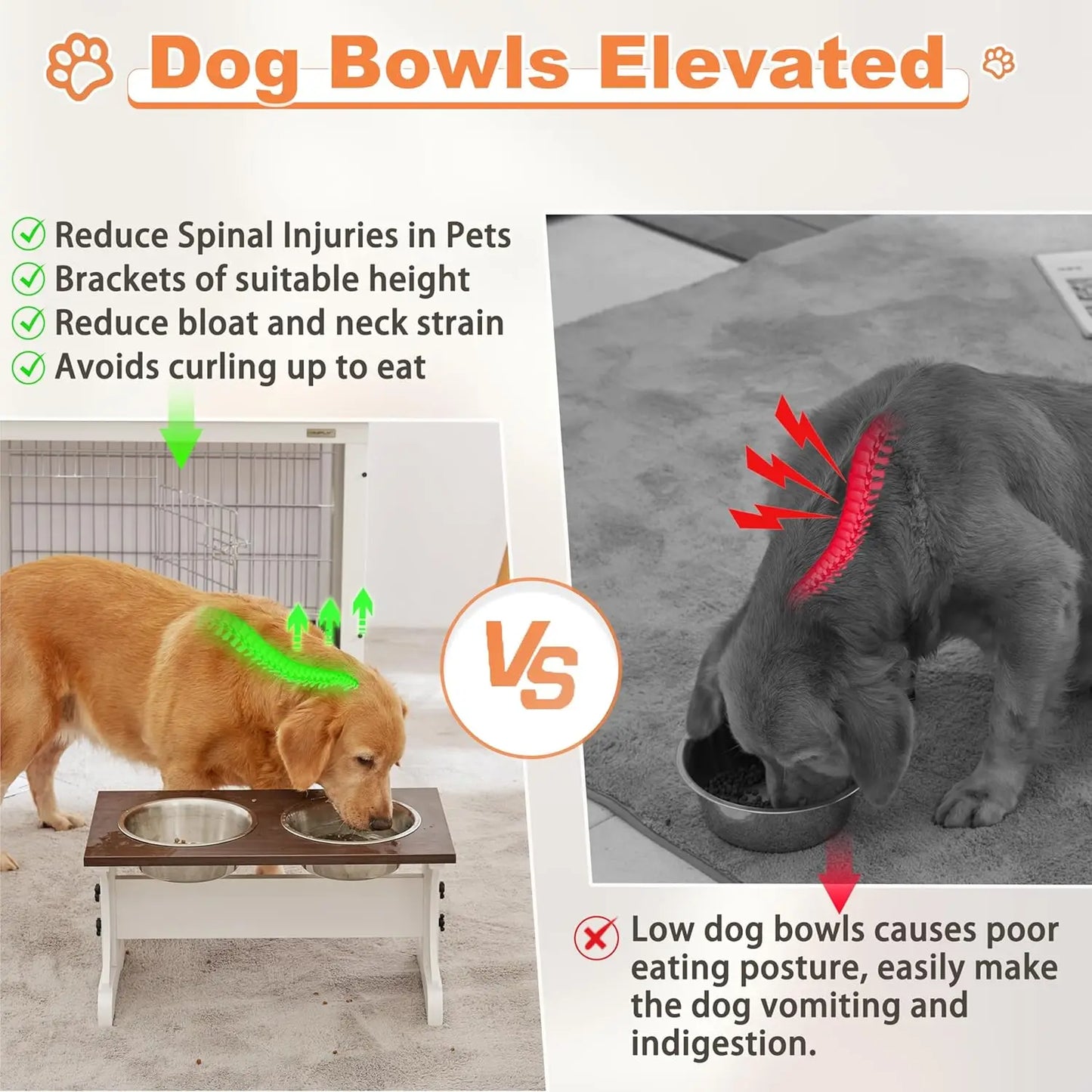 Elevated Dog Bowl Stand With 12 Cup Capacity Farmhouse Style