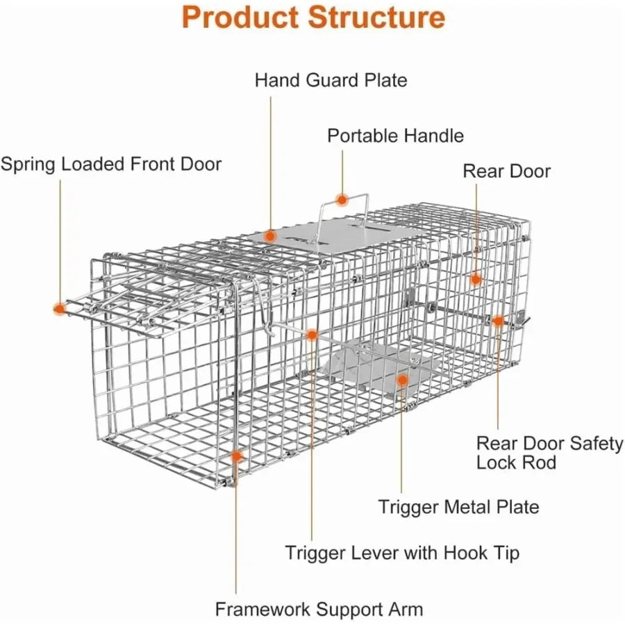 Animal Rescue Cage Galvanized Steel Folding Live Catch Cage Squirrels Rabbits