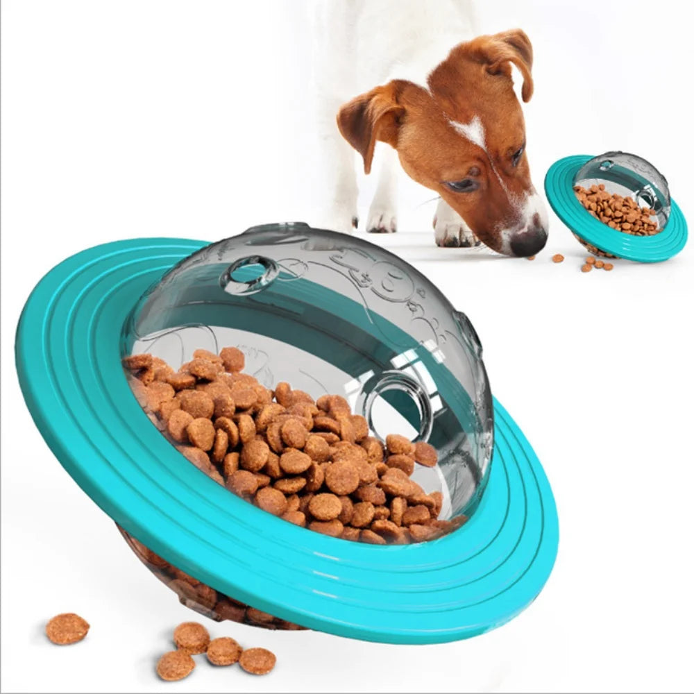 Chew Proof Flying Saucer Dog Toy Treat Dispenser Unbreakable