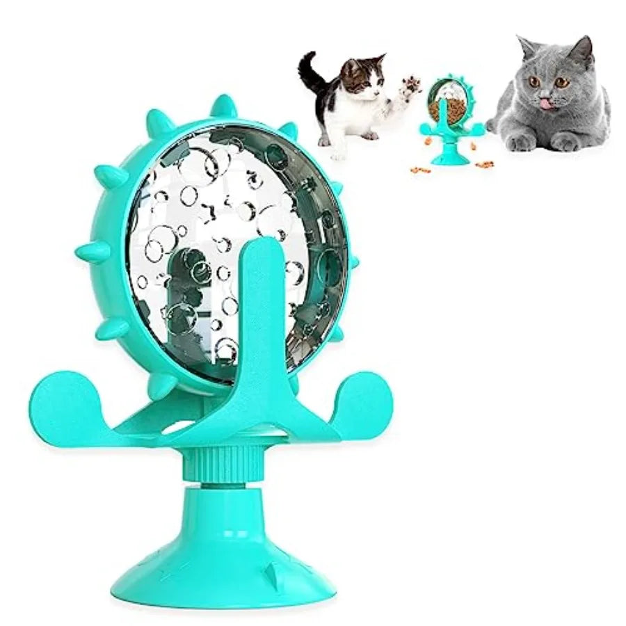 Interactive Cat And Dog Treat Dispenser Toy With Rotating Feeder
