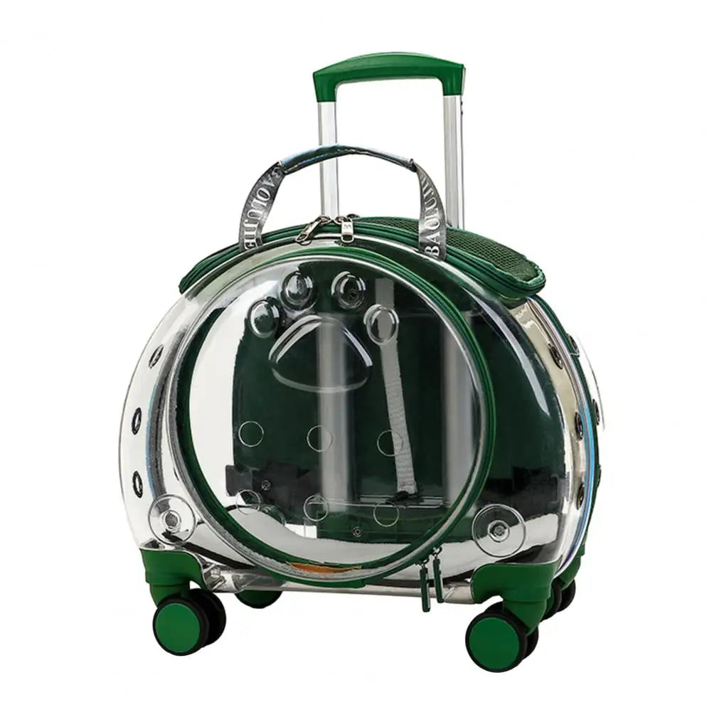 Pet Trolley Case With Clear Ventilation Holes And Silent Wheels Portable