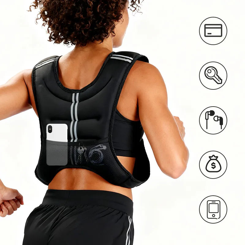 12lb Reflective Stripe Weight Vest for Cardio and Strength