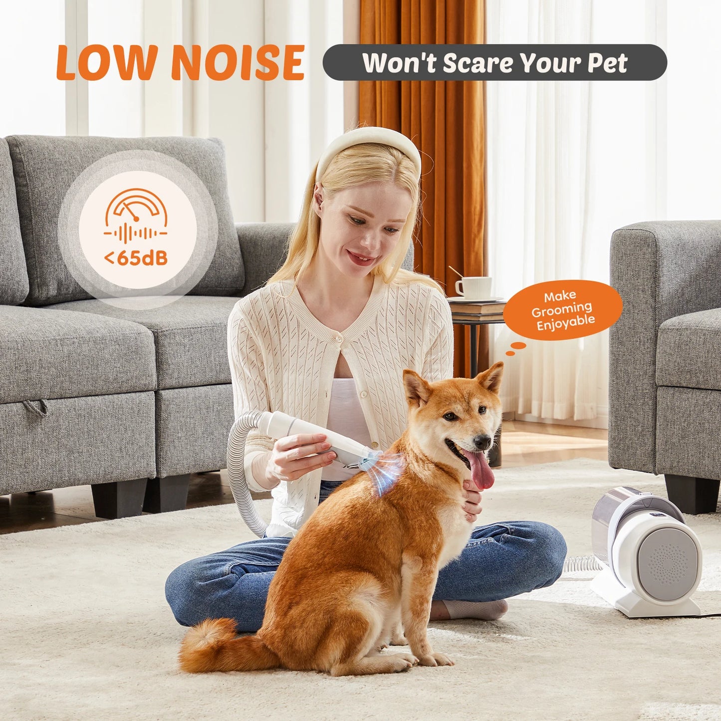 Pet Grooming Vacuum Kit Cordless Low Noise Clippers For Cats