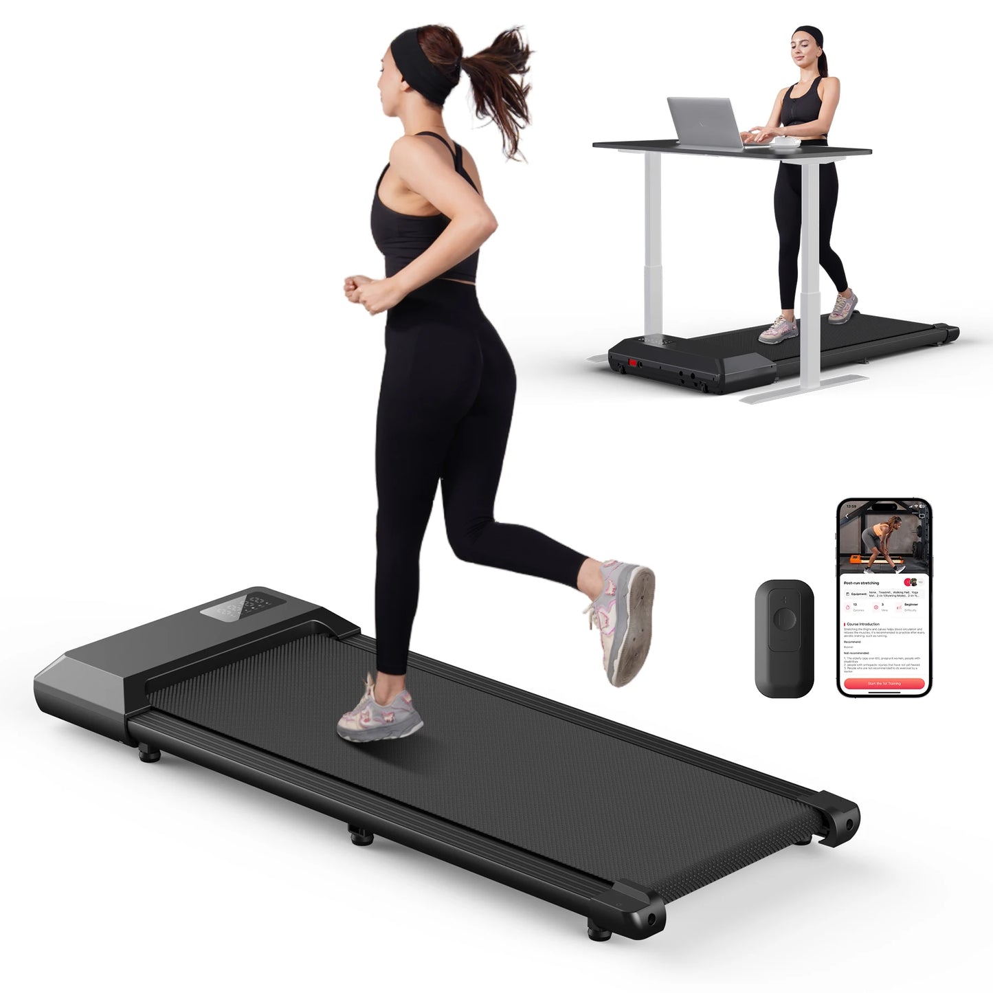 Superun 300lb Capacity 2.5HP Home Treadmill 2in1 Walking Running