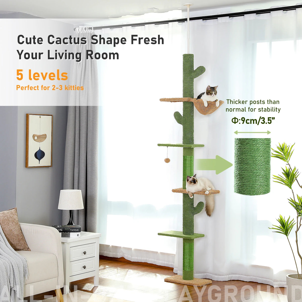 PAWZ Road Floor To Ceiling Cat Tower With Scratching Post