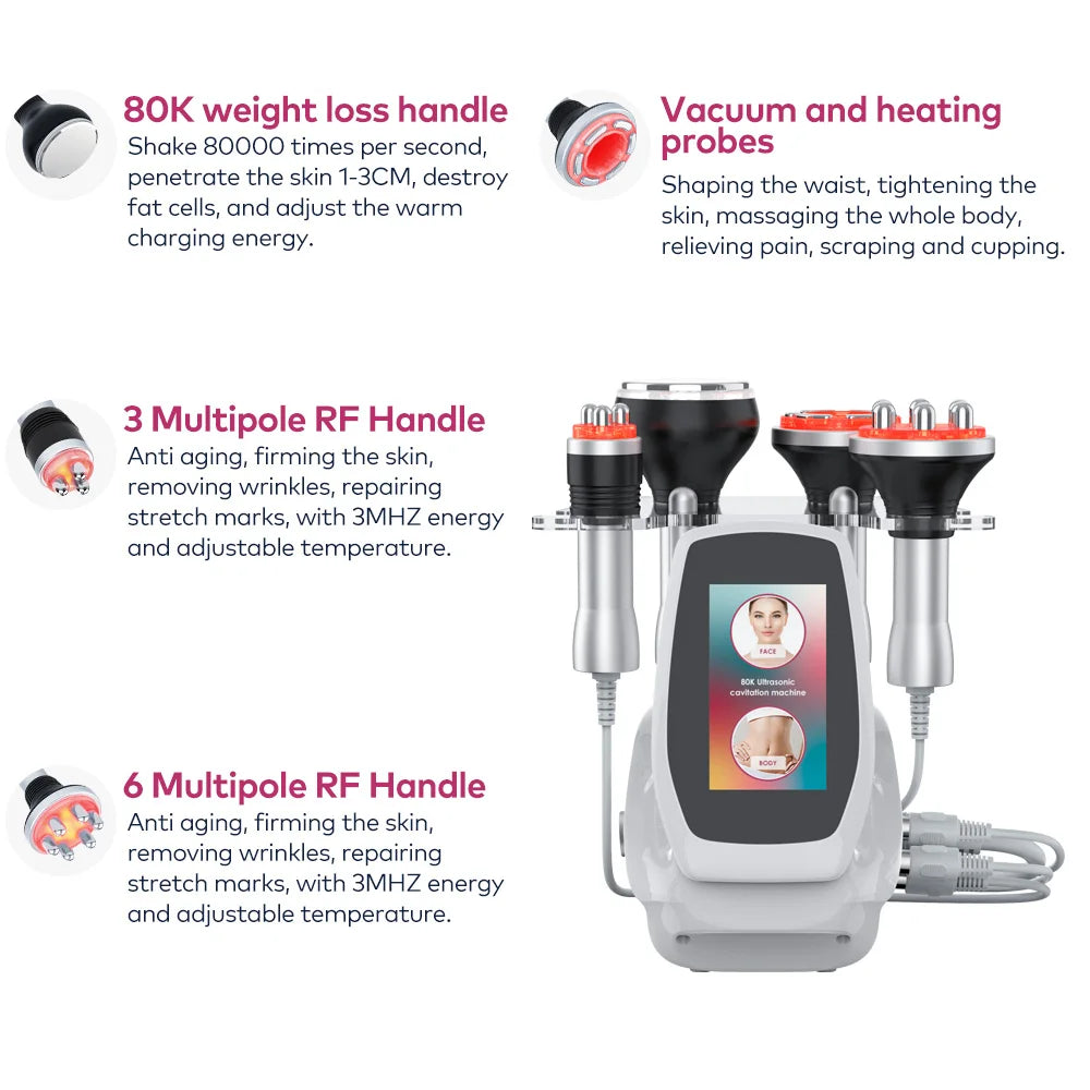 Ultrasonic Cavitation 4 in 1 Body Slimming Machine Vacuum Massage