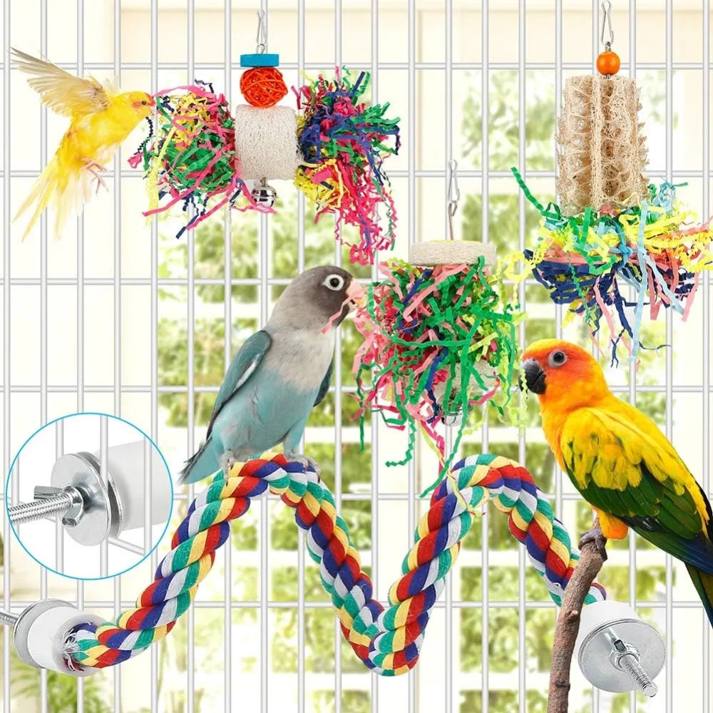 Bird Chew Toys Cage Hanging Paper Ball Foraging Toys