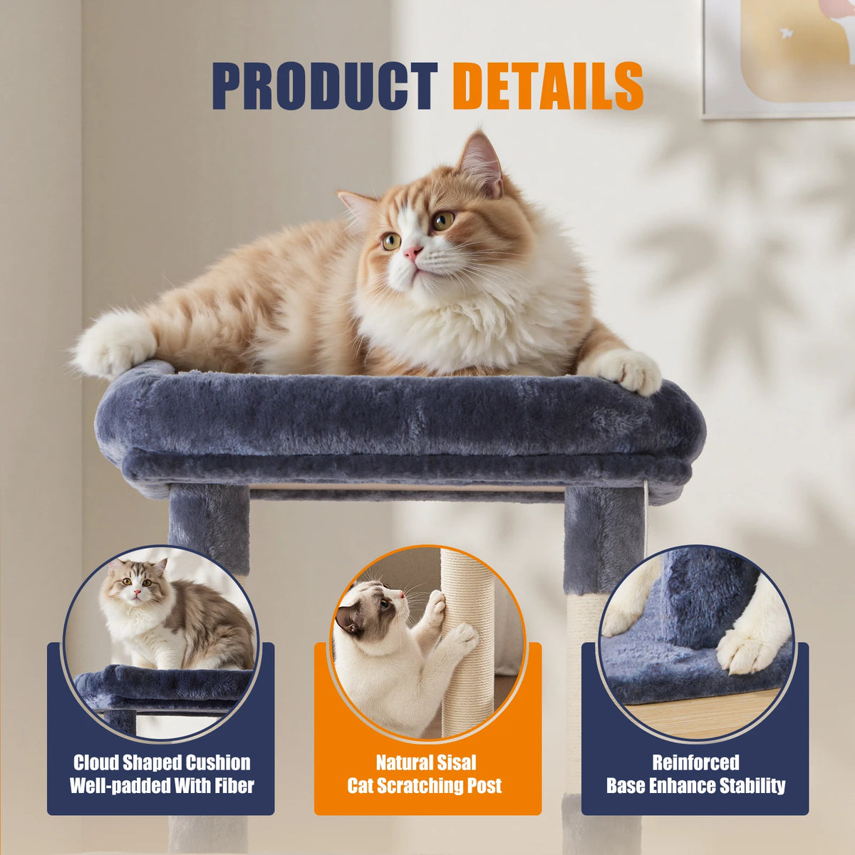JHK Multilevel Cat Tree Tower With Sisal Scratching Posts