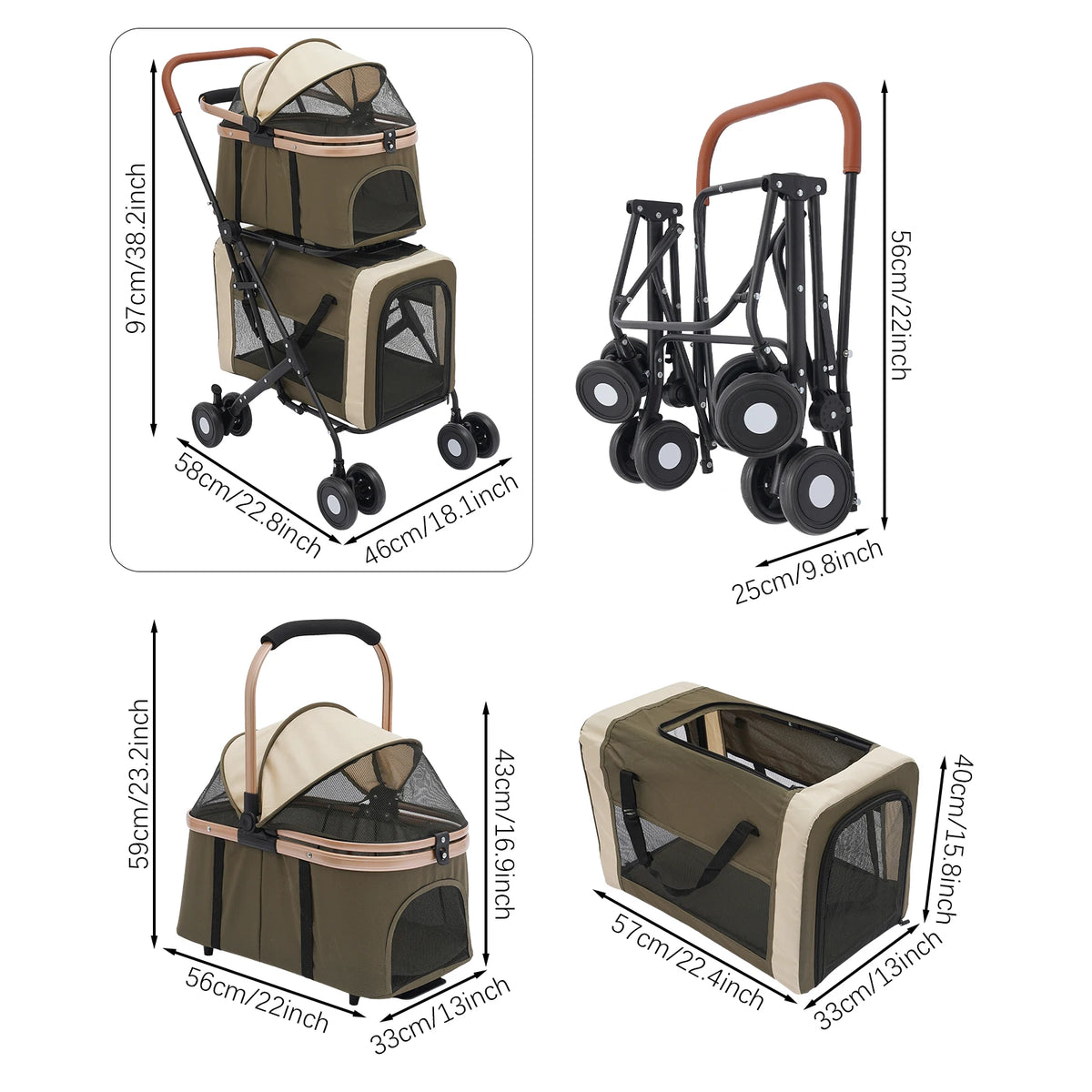 Bymaocar Foldable Pet Stroller With Two Tier Design Safety Locks
