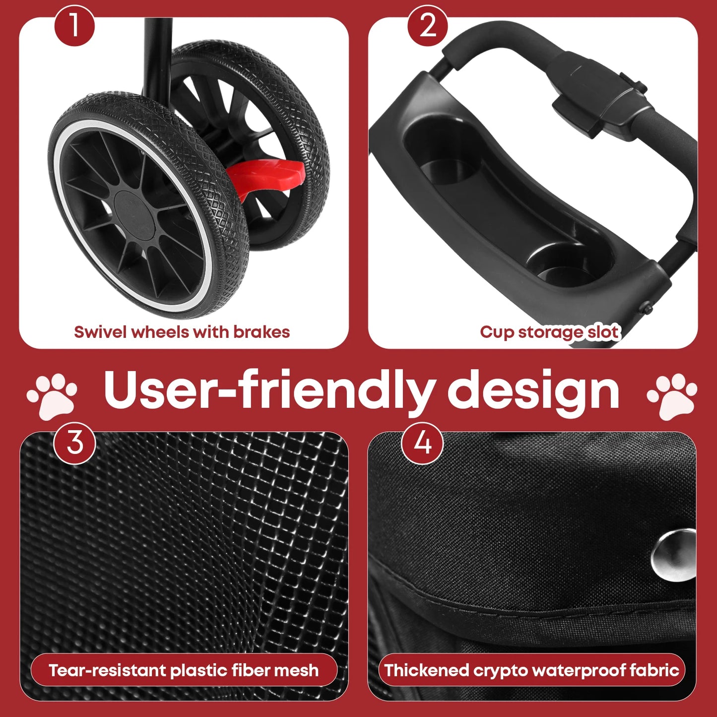 Chihuahua Pet Stroller Foldable for Small Medium Cats and Dogs
