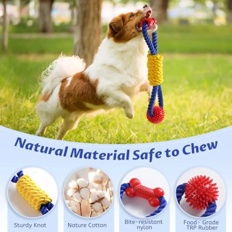 Interactive Dog Rope Tug Toy, Durable Chew And Pull Toy