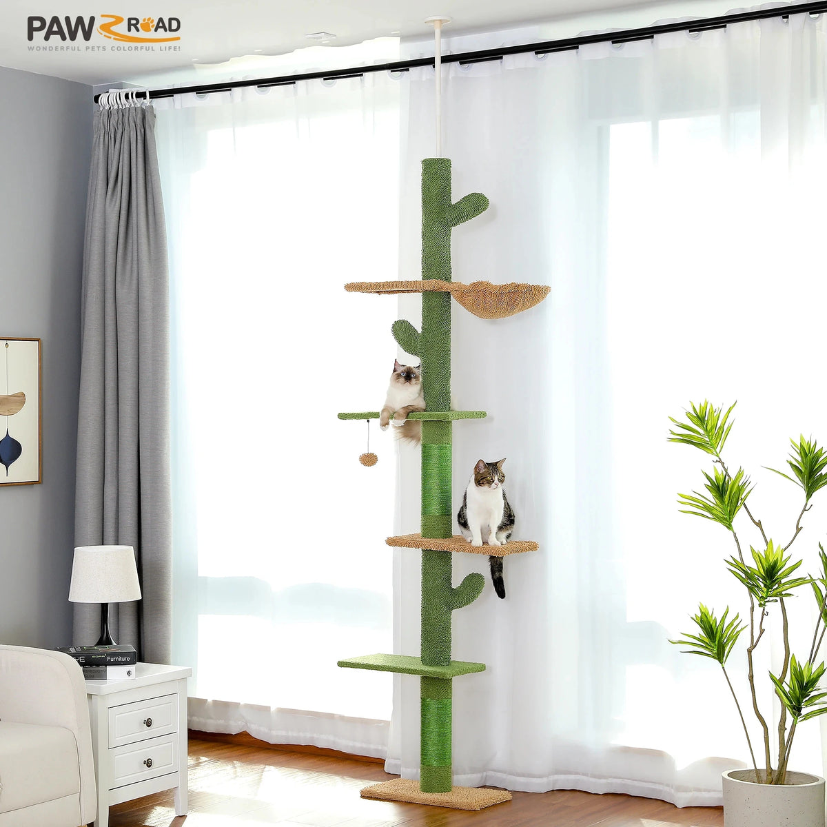 PAWZ Road Floor To Ceiling Cat Tower With Scratching Post