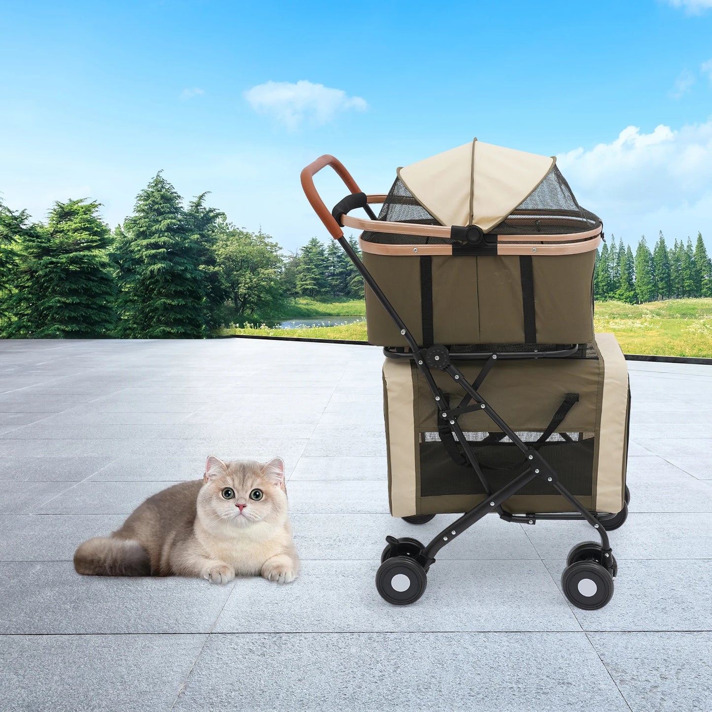 Bymaocar Foldable Pet Stroller for Small and Medium Dogs