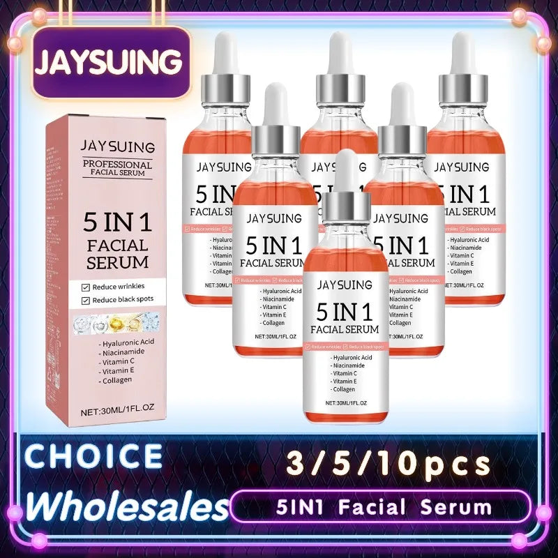 Jaysuing 5 In 1 Hyaluronic Acid Serum Vitamin C Collagen Facial Serum
