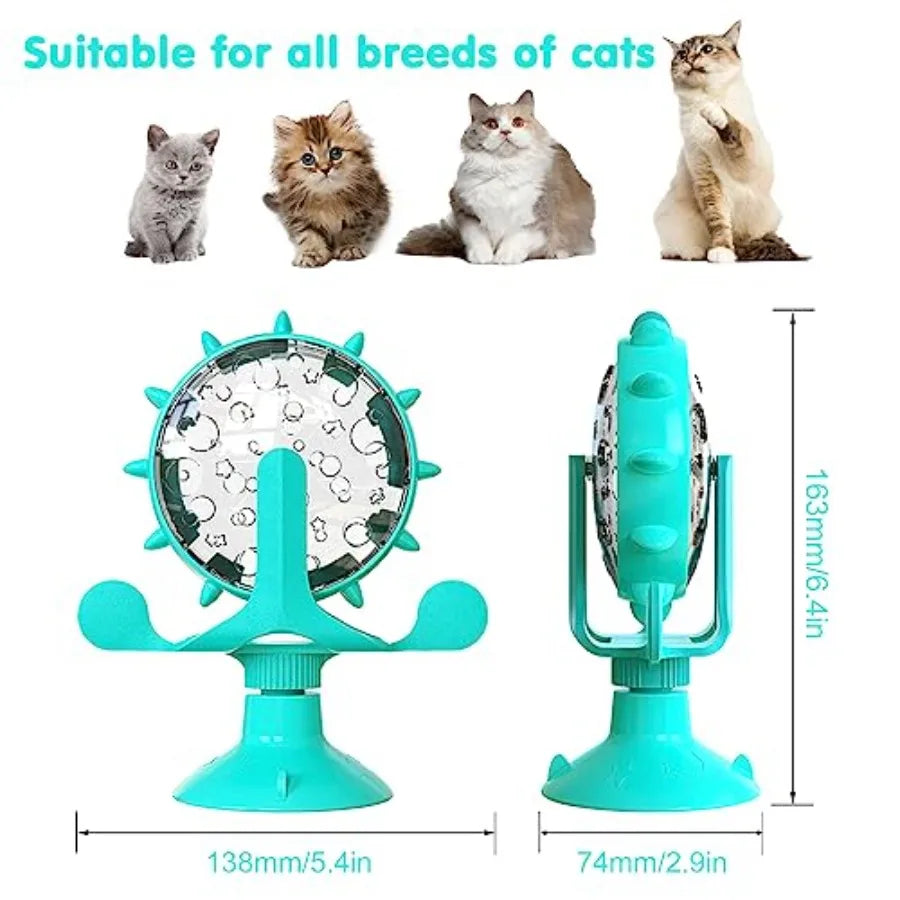 Interactive Cat And Dog Treat Dispenser Toy With Rotating Feeder