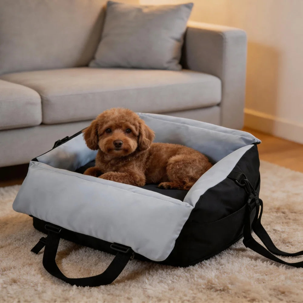 BORWART Portable Dog Car Seat Booster Bed With Safety Belt