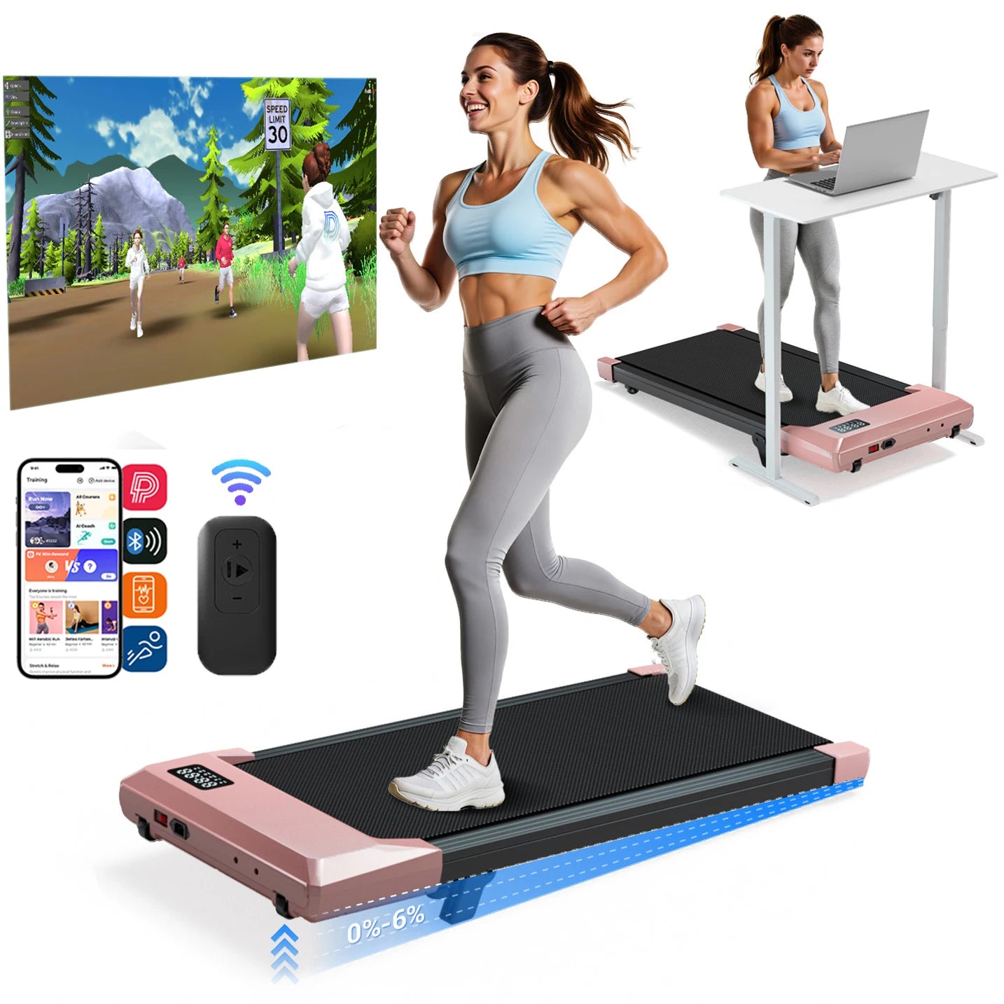 Superun Foldable Under Desk Walking Pad 2.5 HP Quiet Treadmill