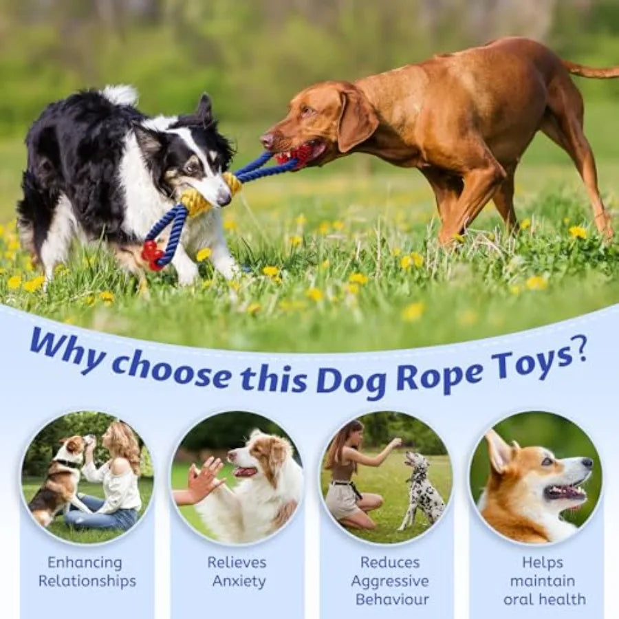 Interactive Dog Rope Tug Toy, Durable Chew And Pull Toy