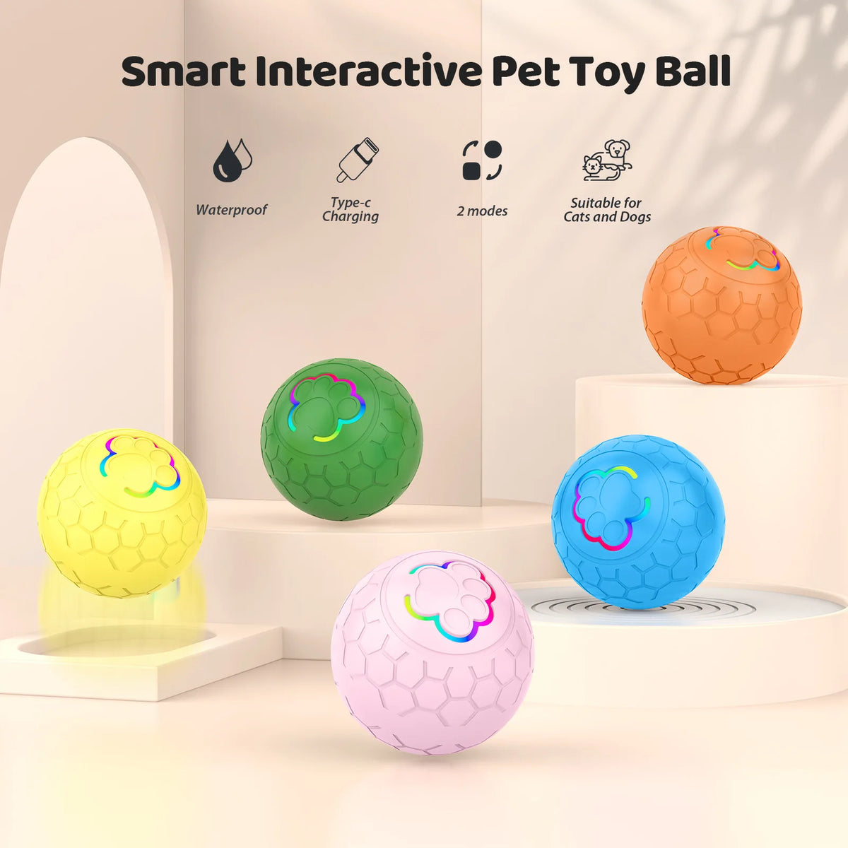 Interactive Electronic Dog Toy Ball USB Automatic Bouncing Rolling