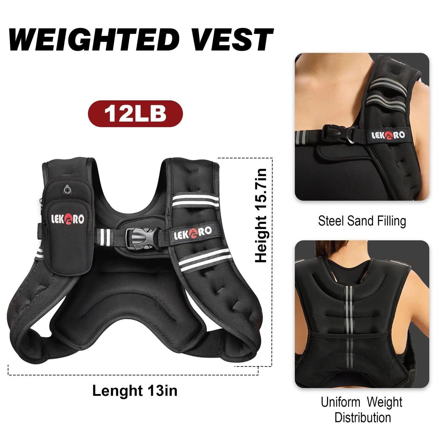 Weighted Vest For Men And Women With Reflective Strips For Running And Walking