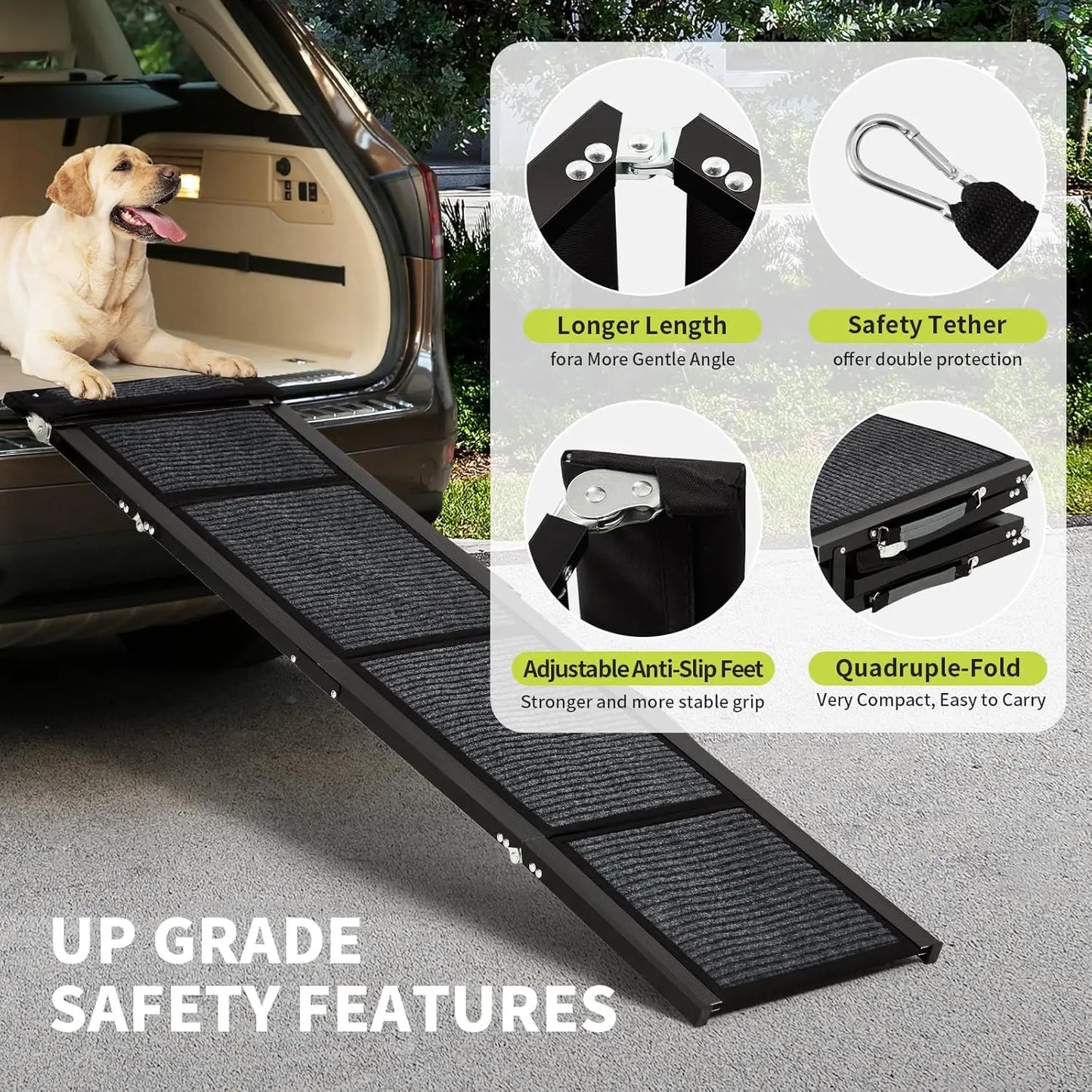 HiMISS Upgraded Dog Ramp For Cars Folding Non Slip Surface