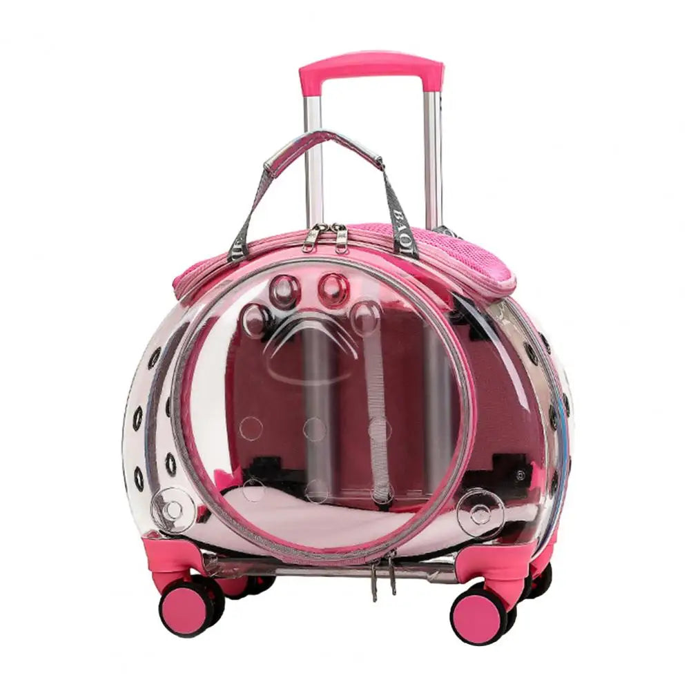 Pet Trolley Case With Clear Ventilation Holes And Silent Wheels Portable