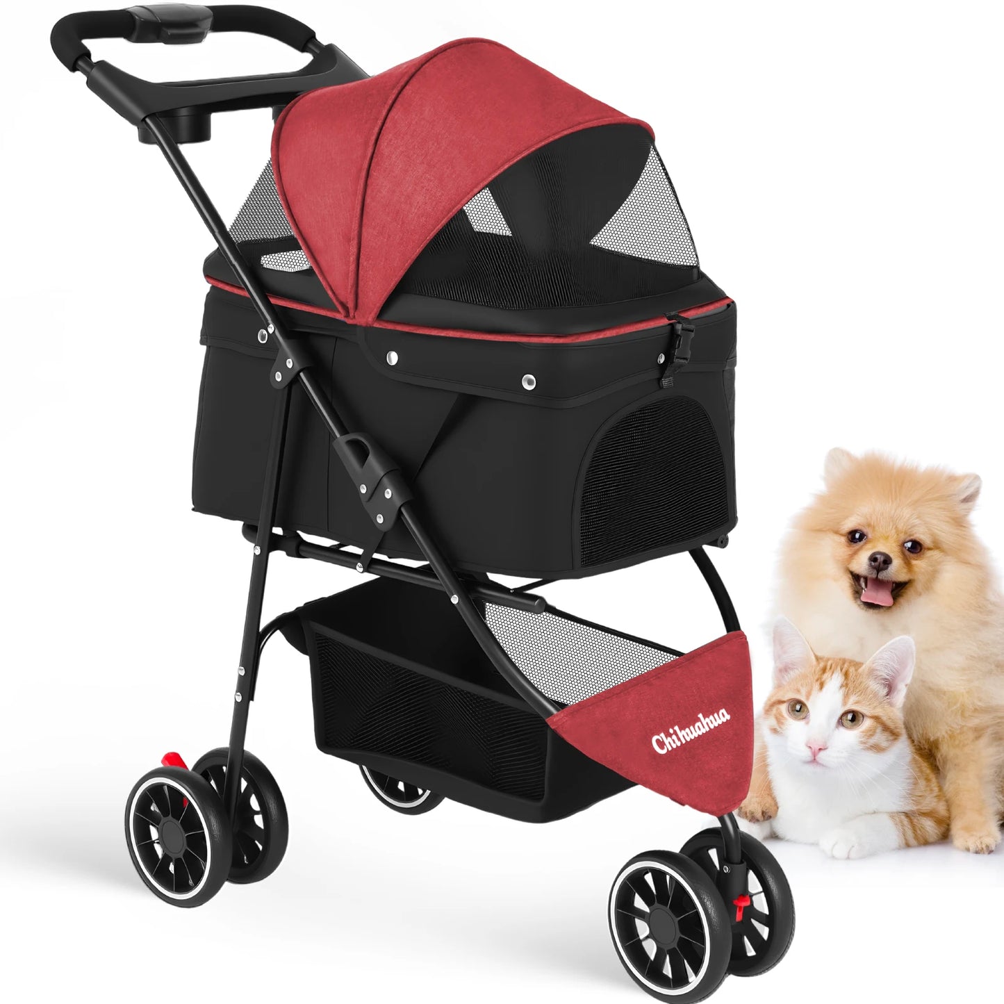 Chihuahua Pet Stroller Foldable for Small Medium Cats and Dogs