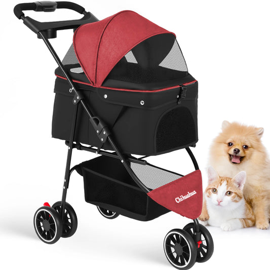 Chihuahua Pet Stroller Foldable for Small Medium Cats and Dogs