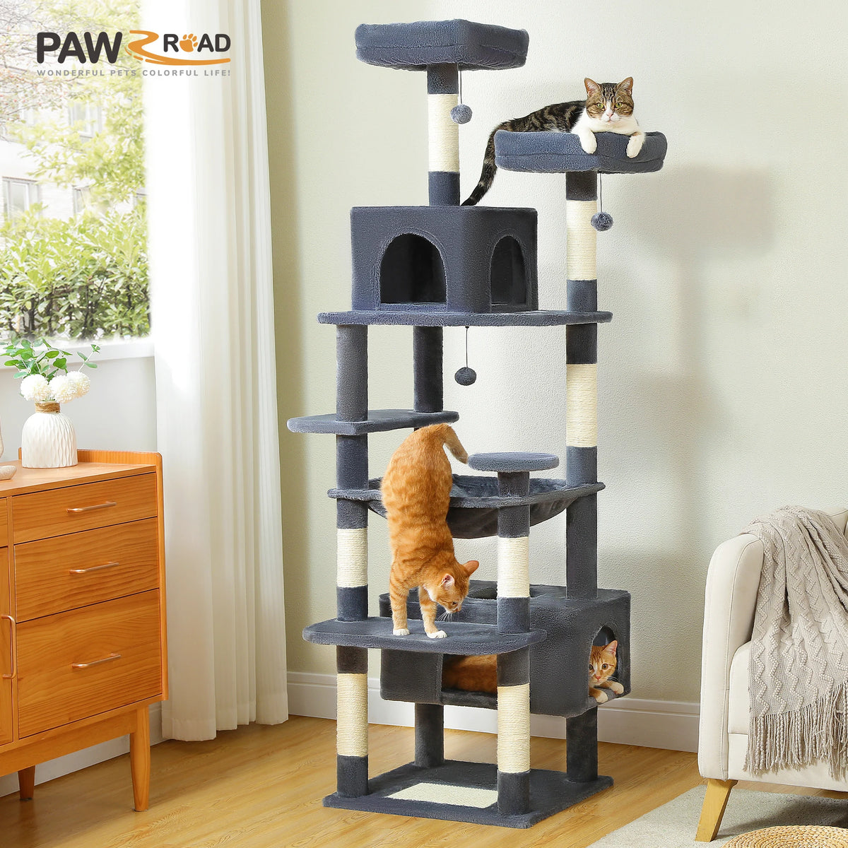 PAWZ Road Cat Tree With Scratching Posts Hammocks And Condos