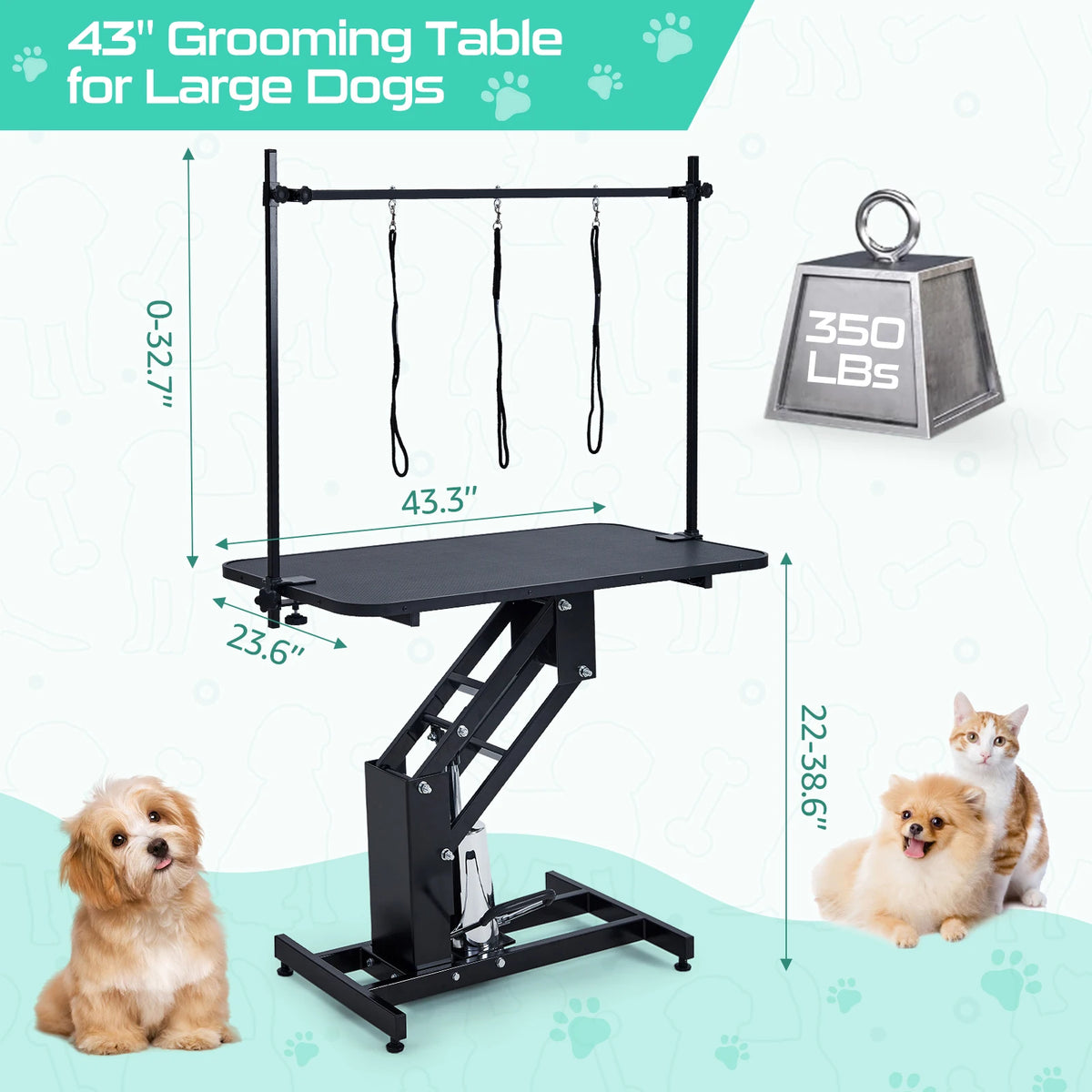 Hydraulic Dog Grooming Table With Adjustable Height And Overhead Arm