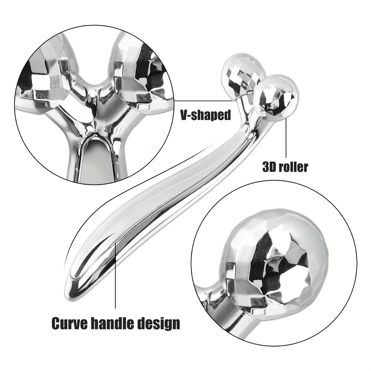 Stainless Steel Gua Sha Facial Tool 3D Roller Massager Eye Massager